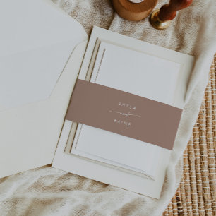 Cintas Para Invitaciones Boda de Taupe Neutral de la Moda Boho
