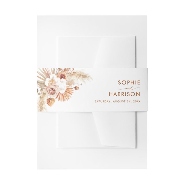 Cintas Para Invitaciones Boda de Terracota de Pampas Hierba Boho Arco del D (Anverso Ejemplo)