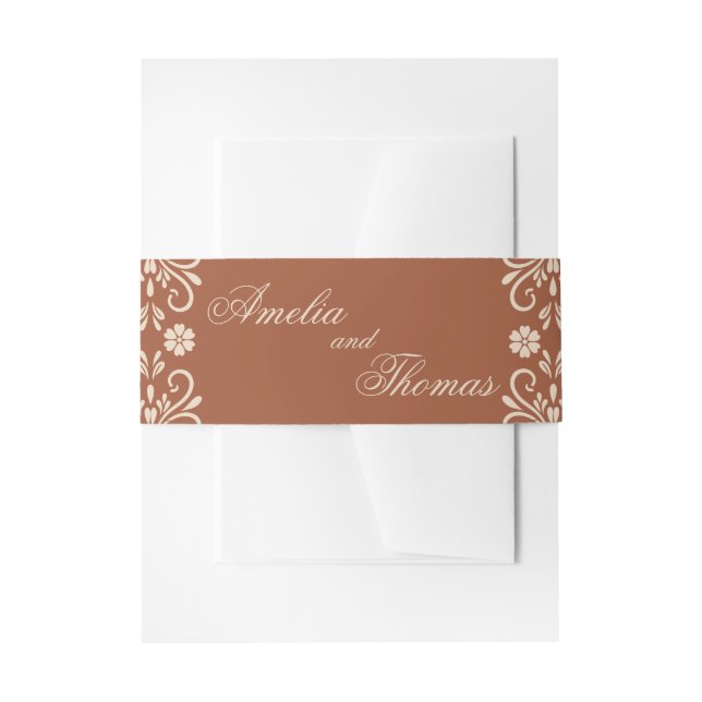 Cintas Para Invitaciones Boda de terracota mexicana rústica  (Anverso Ejemplo)