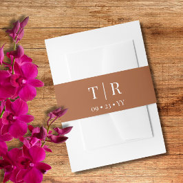 Cintas Para Invitaciones Boda de Terracota Minimalista de monograma