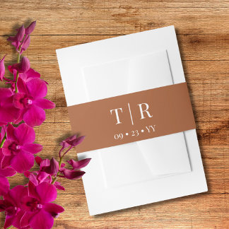 Cintas Para Invitaciones Boda de Terracota Minimalista de monograma