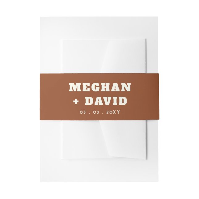 Cintas Para Invitaciones Boda de Terracota Sólido (Anverso Ejemplo)