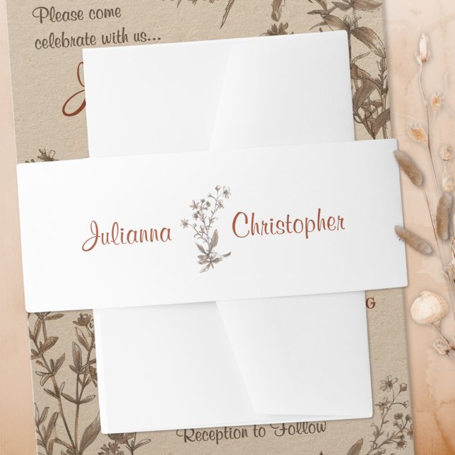 Cintas Para Invitaciones Boda de Terracotta Boho Wildflowers personalizado (Subido por el creador)