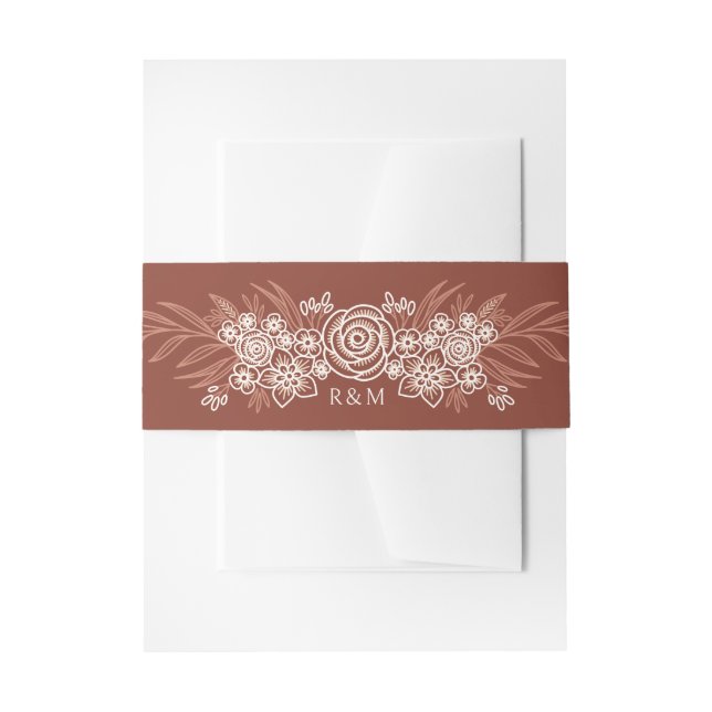 Cintas Para Invitaciones Boda de Terracotta Froral Botánica (Anverso Ejemplo)