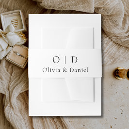 Cintas Para Invitaciones Boda de tipografía minimalista Moda blanco negro