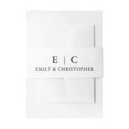 Cintas Para Invitaciones Boda de tipografía minimalista Moda blanco negro