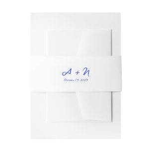 Cintas Para Invitaciones Boda de tipos de letra manuscrito en monograma azu