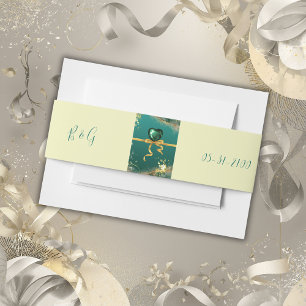 Cintas Para Invitaciones Boda de tonos de joyas de oro verde esmeralda