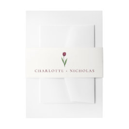 Cintas Para Invitaciones Boda de Tulipán Minimalista de Marfil Simple