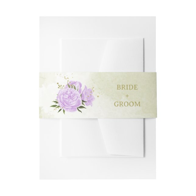 Cintas Para Invitaciones Boda de vegetación de flores moradas románticas (Anverso Ejemplo)