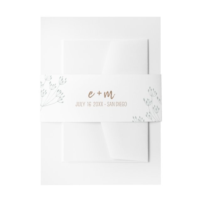 Cintas Para Invitaciones Boda de vegetación de primavera (Anverso Ejemplo)