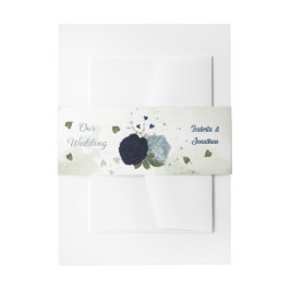 Cintas Para Invitaciones boda de vegetación floral azul polvoriento y marin