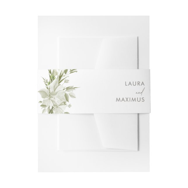 Cintas Para Invitaciones Boda de vegetación floral blanca (Anverso Ejemplo)