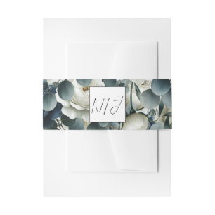 Cintas Para Invitaciones Boda de vegetación floral moderna, azul oscuro y b