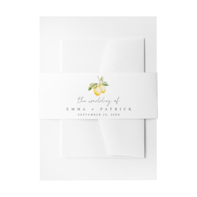 Cintas Para Invitaciones Boda de verano clásico de cítricos limoneros (Anverso Ejemplo)