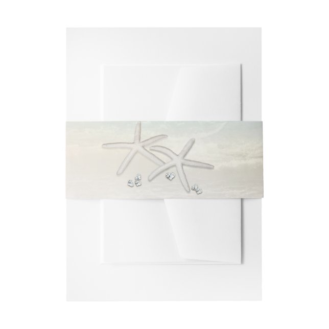 Cintas Para Invitaciones Boda de verano elegante del Starfish Blanco de la  (Anverso Ejemplo)