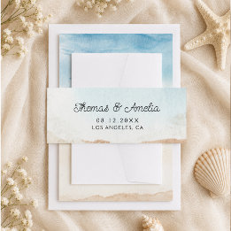 Cintas Para Invitaciones Boda de verano en la playa con acuarela