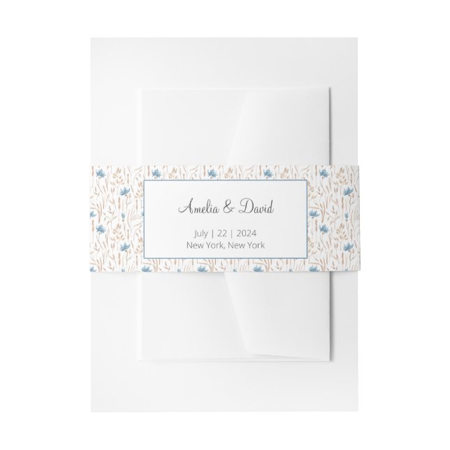 Cintas Para Invitaciones Boda de verano Moda Flores salvajes azules Grasa s (Anverso Ejemplo)