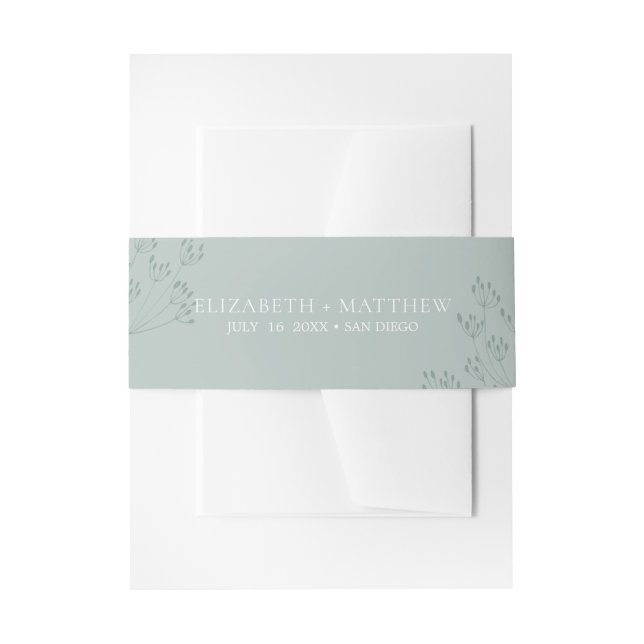 Cintas Para Invitaciones Boda de Verde Floral (Anverso Ejemplo)