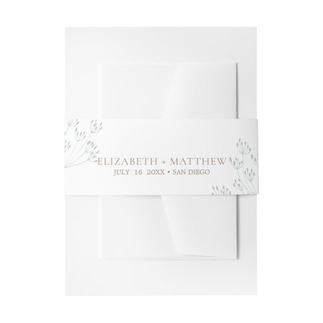 Cintas Para Invitaciones Boda de verde follaje floral (Anverso Ejemplo)