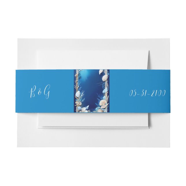 Cintas Para Invitaciones boda de vibración de la costa azul (Anverso Ejemplo)