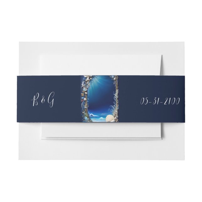 Cintas Para Invitaciones boda de vibración de la costa azul (Anverso Ejemplo)