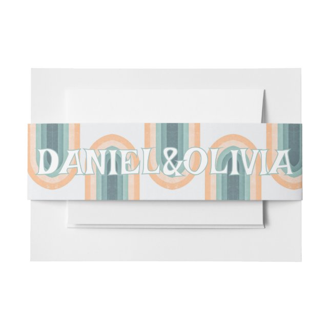 Cintas Para Invitaciones boda del arcoiris de los años 70 (Anverso Ejemplo)