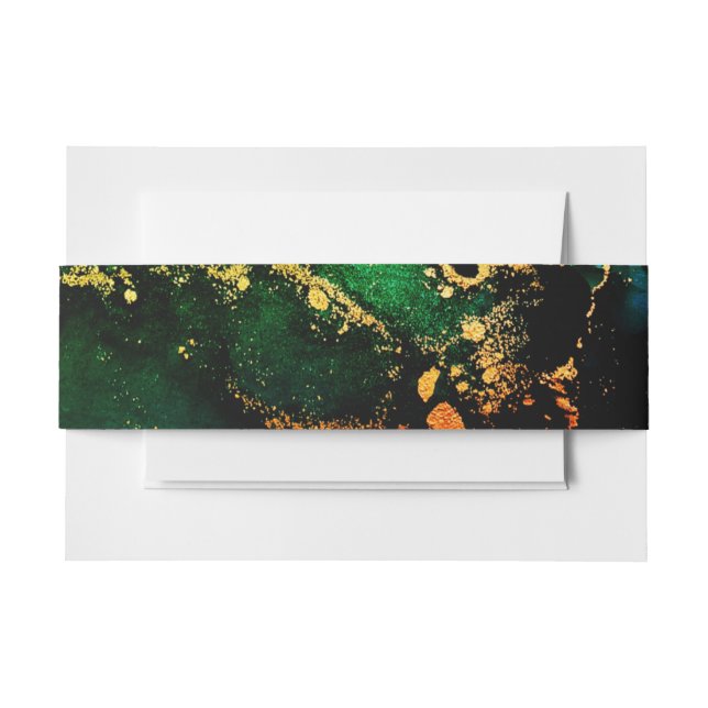 Cintas Para Invitaciones Boda del Bronze dorado verde esmeralda (Anverso Ejemplo)