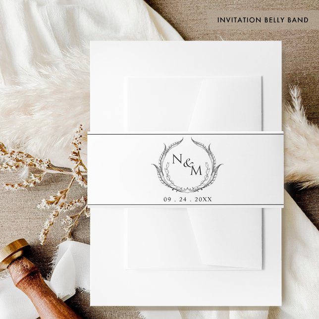 Cintas Para Invitaciones Boda del Escudo de Monograma Blanco y Negro de mod (Subido por el creador)