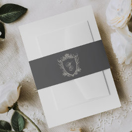 Cintas Para Invitaciones Boda del Escudo floral monograma clásico