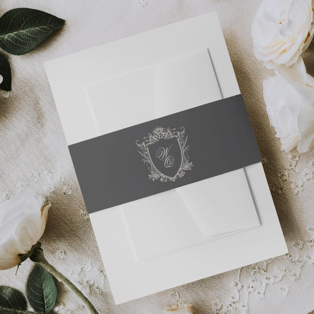 Cintas Para Invitaciones Boda del Escudo floral monograma clásico (Subido por el creador)