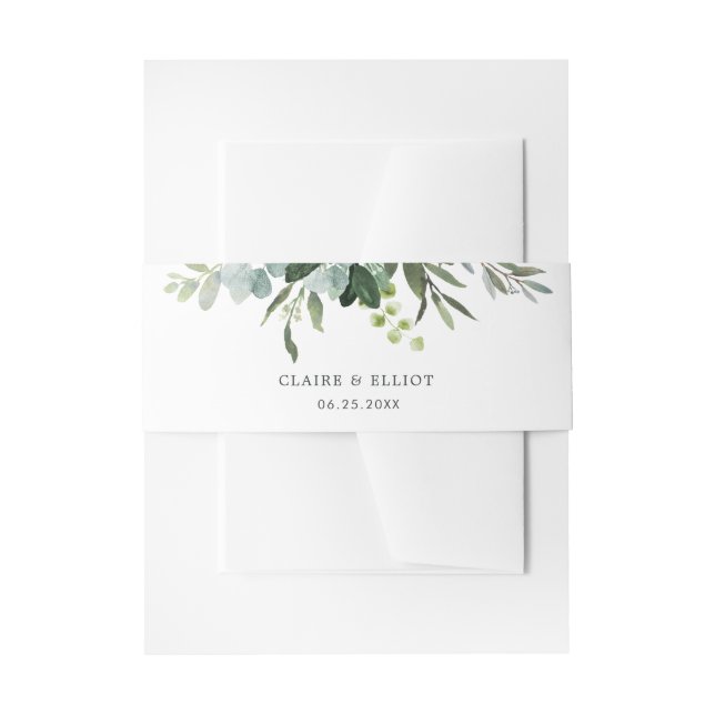 Cintas Para Invitaciones Boda del follaje verde Eucalyptus (Anverso Ejemplo)