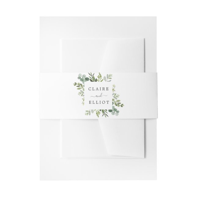 Cintas Para Invitaciones Boda del follaje verde Eucalyptus (Anverso Ejemplo)