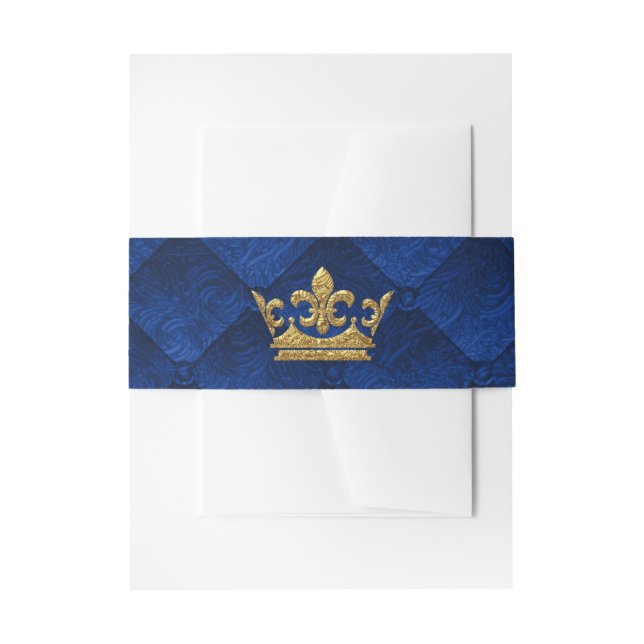 Cintas Para Invitaciones Boda del libro de cuentos Royal Blue & Gold Crown (Anverso Ejemplo)