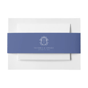 Cintas Para Invitaciones Boda del Monograma Azul de Regencia