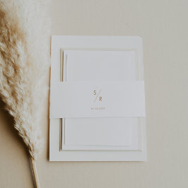 Cintas Para Invitaciones Boda del Monograma Blanco y Oro de Moda Boho