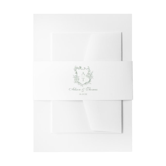Cintas Para Invitaciones Boda del Monograma Clásico Verde Sage (Anverso Ejemplo)