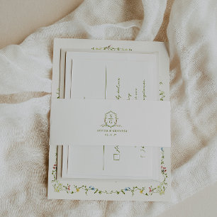 Cintas Para Invitaciones BODA del Monograma de Flor Silvestre VERONA