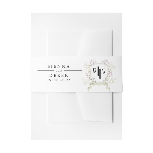Cintas Para Invitaciones Boda del Monograma Dusky Wildflower (Anverso Ejemplo)