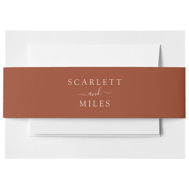 Cintas Para Invitaciones Boda del nombre del novio de la novia de la caída  (Copper Minimal Fall Bride Groom Name Wedding Invitation Belly Band by Painted Paperie)