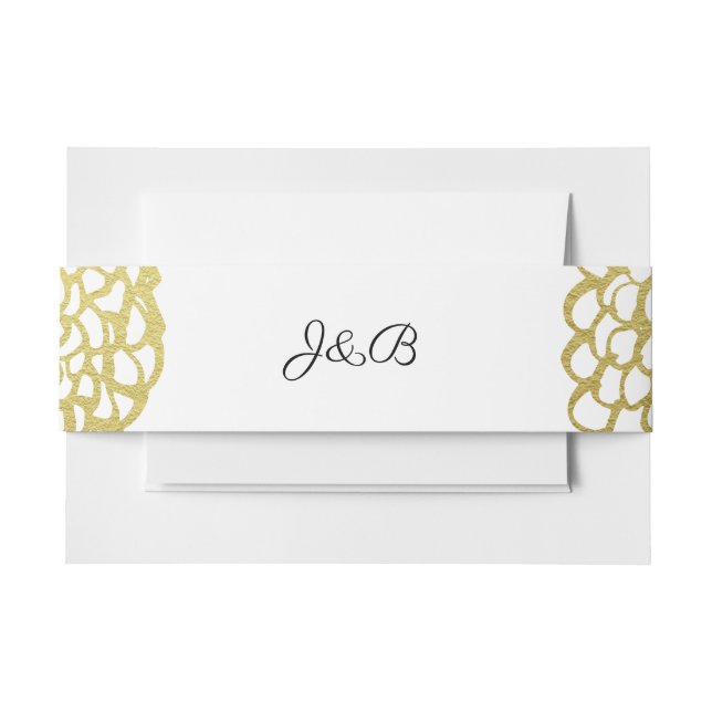 Cintas Para Invitaciones Boda del patrón de Petal dibujado a mano con oro (Anverso Ejemplo)