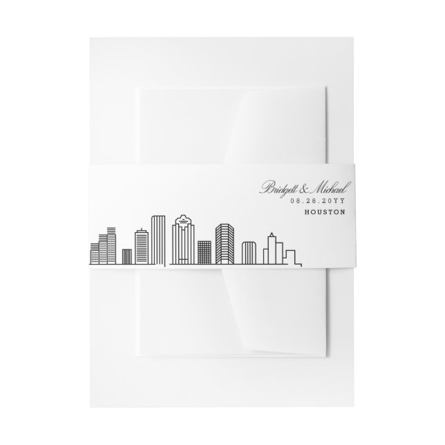 Cintas Para Invitaciones Boda del Skyline de Houston | (Anverso Ejemplo)
