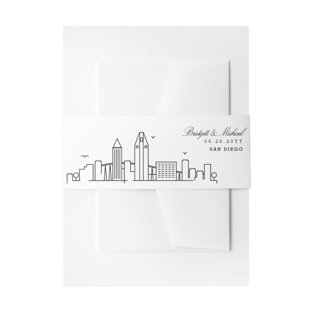 Cintas Para Invitaciones Boda del Skyline de San Diego | (Anverso Ejemplo)