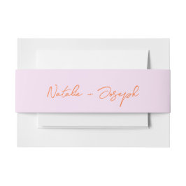 Cintas Para Invitaciones Boda Divertida Naranja Rosa Escritura a Mano Capri