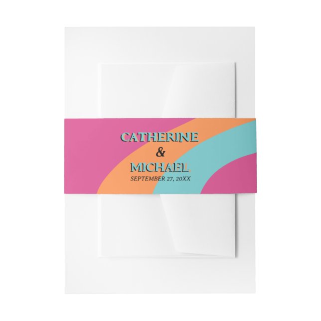 Cintas Para Invitaciones Boda divertido Groovy Fuchsia de Retro 70 (Anverso Ejemplo)