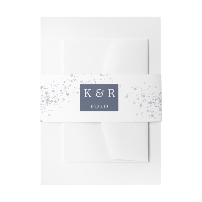 Cintas Para Invitaciones Boda dorado y azul turbio (Anverso Ejemplo)