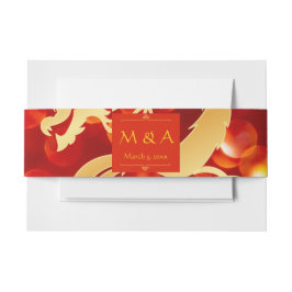 Cintas Para Invitaciones Boda Dragón Rojo y Oro