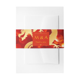 Cintas Para Invitaciones Boda Dragón Rojo y Oro