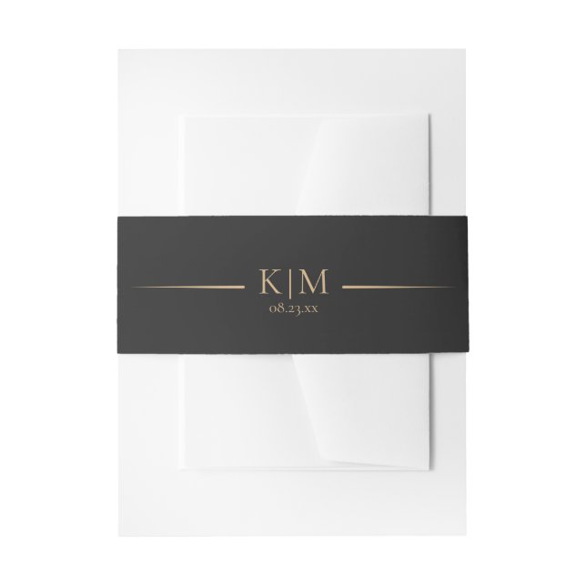 Cintas Para Invitaciones Boda Ebony Gold Elegance Accent ID989 (Anverso Ejemplo)