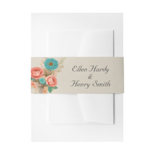 Cintas Para Invitaciones Boda Eco Beach Tropical Blues & Greens